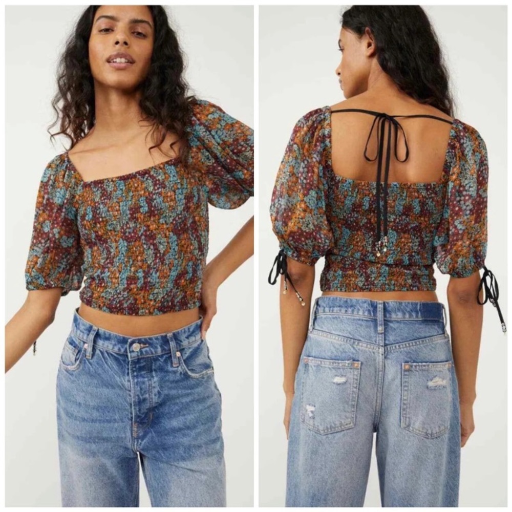NWT Free People Back On Top Crop In Dark Combo. Size XS